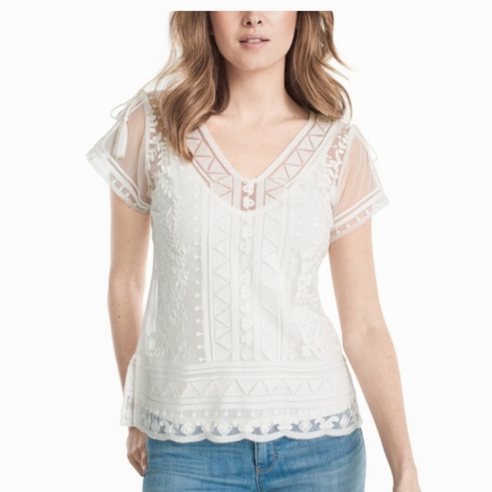 Embroidered White Lace Top (White House Black Market)